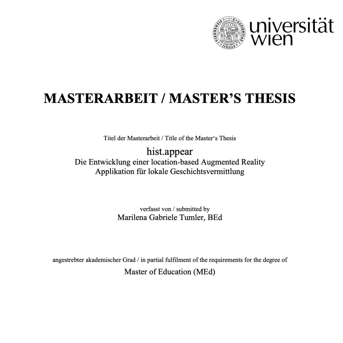 Masters Thesis Geschichte